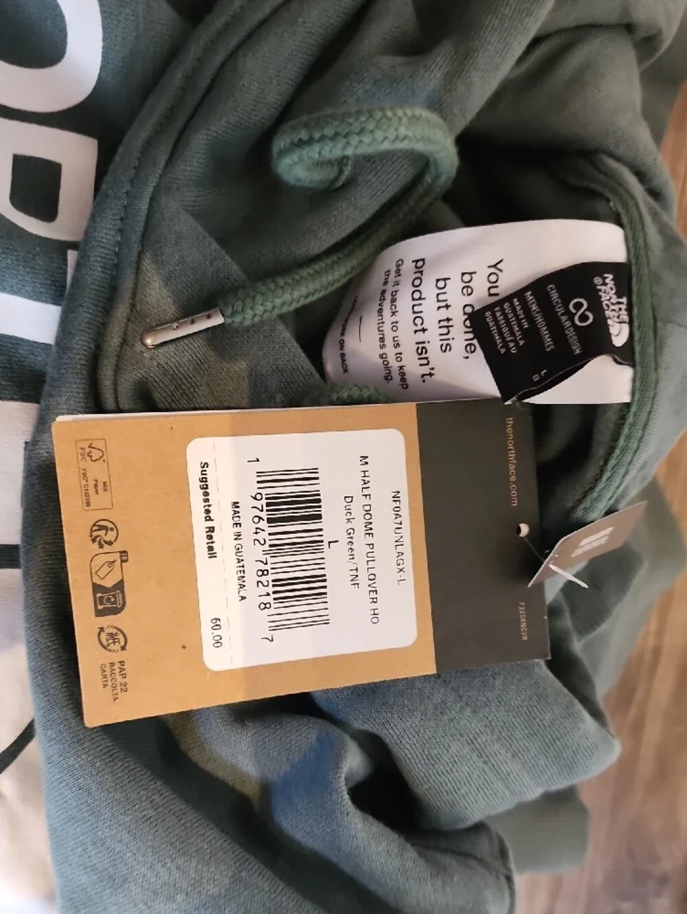 The North Face Men's Hoodie - Duck Green Logo Pullover